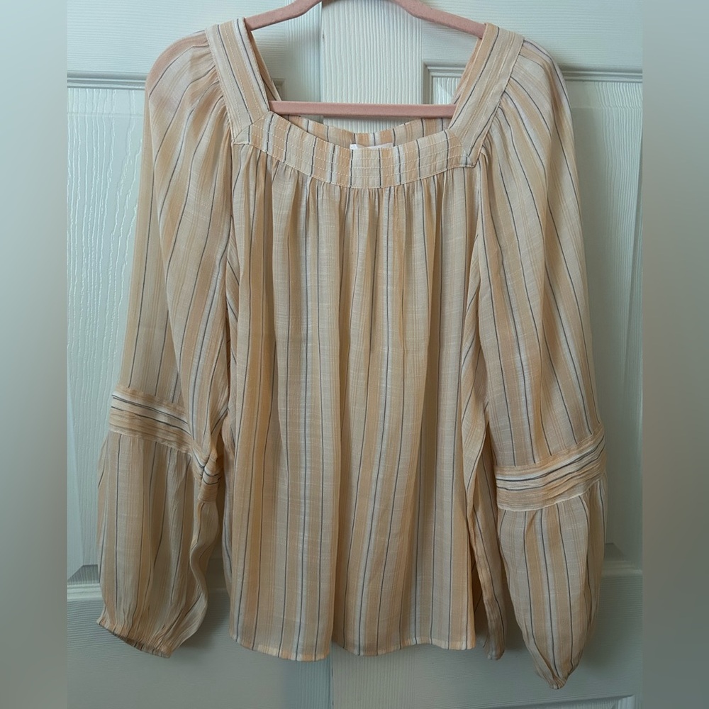 LC Lauren Conrad Beige Striped Blouse xxl